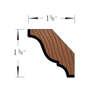 HEIRLOOM BROWN - CROWN MOLDING 96"W 15/8", 96"W x 1.625"H x 0.75"D