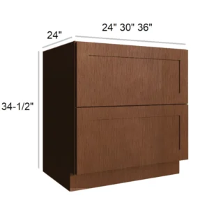 HEIRLOOM BROWN - 2 Drawer Base, 30"W x 34.5"H x 24"D
