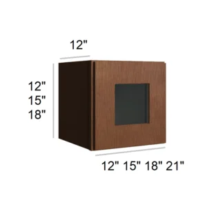 HEIRLOOM BROWN - Bridge Wall Glass Door Cabinets, 12"W x 12"H x 12"D