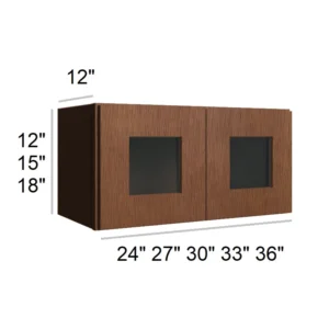 HEIRLOOM BROWN - Bridge Wall Glass Door Cabinets, 23"W x 18"H x 12"D