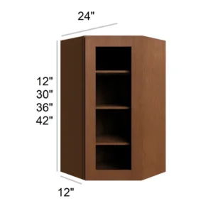HEIRLOOM BROWN - Wall Diagonal Glass Door, 24"W x 12"H x 12"D