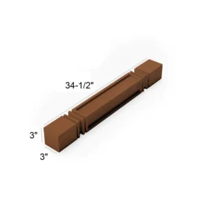 HEIRLOOM BROWN - SQUARE CAVED DECOR LEG, 3"W x 34.5"H x 3"D