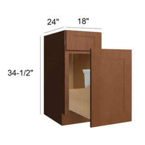HEIRLOOM BROWN - Trash Can 1D 1DR, 18"W x 34.5"H x 24"D