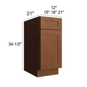 HEIRLOOM BROWN - Vanity Base, 12"W x 34.5"H x 21"D