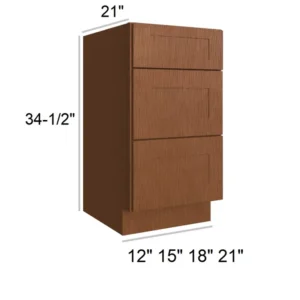 HEIRLOOM BROWN - Vanity Drawer Base, 12"W x 34.5"H x 21"D