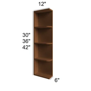 HEIRLOOM BROWN - Open Shelf Cabinets, 6"W x 30"H x 12"D