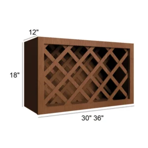 HEIRLOOM BROWN - Wall Wine Rack Cabinets, 30"W x 15"H x 12"D