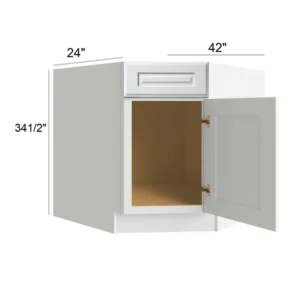 HILLCREST WHITE - Angled Sink Base, 42"W x 34.5"H x 24"D