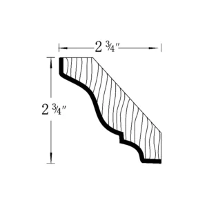 HILLCREST WHITE - Crown Molding, 96"W x 2"H x 0.625"D