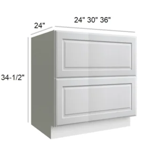 HILLCREST WHITE - 2 Drawer Base, 30"W x 34.5"H x 24"D