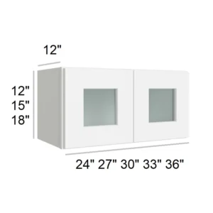 HILLCREST WHITE - Bridge Wall Glass Door Cabinets, 23"W x 18"H x 12"D
