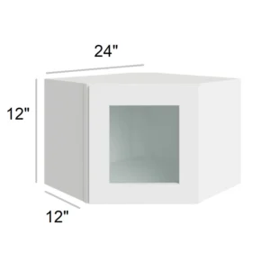 HILLCREST WHITE - Wall Diagonal Glass Door, 24"W x 12"H x 12"D