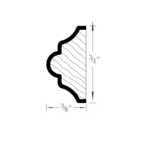 HILLCREST WHITE - Mini Rail Molding, 96"W x 1"H x 1"D