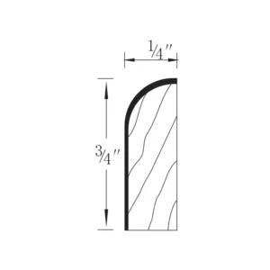 HILLCREST WHITE - Scribe Molding, 96"W x 0.25"H x 0.75"D