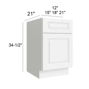 HILLCREST WHITE - Vanity Base, 12"W x 34.5"H x 21"D