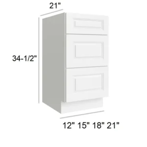 HILLCREST WHITE - Vanity Drawer Base, 12"W x 34.5"H x 21"D