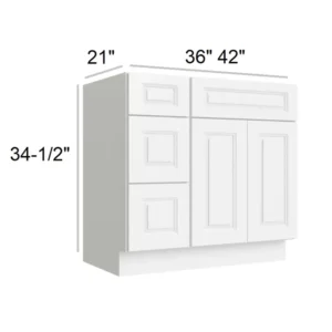 HILLCREST WHITE - Vanity Sink Drawer, 36"W x 34.5"H x 21"D