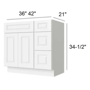 HILLCREST WHITE - Vanity Sink Drawer, 36"W x 34.5"H x 21"D