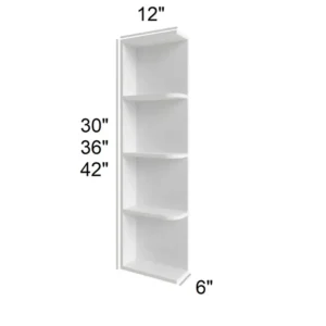 HILLCREST WHITE - Open Shelf Cabinets, 6"W x 30"H x 12"D