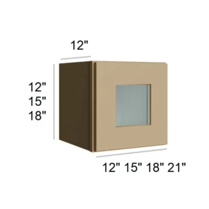 NATURAL WOOD - Bridge Wall Glass Door Cabinets, 12"W x 12"H x 12"D