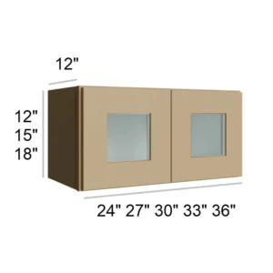 NATURAL WOOD - Bridge Wall Glass Door Cabinets, 23"W x 18"H x 12"D