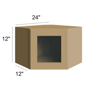 NATURAL WOOD - Wall Diagonal Glass Door, 24"W x 12"H x 12"D
