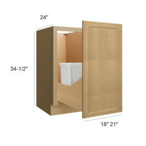 NATURAL WOOD - BASE CABINETS W/O Trash Can Full Height, 21"W x 34.5"H x 24"D
