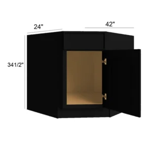 Slim Shaker Black - Angled Sink Base, 42"W x 34.5"H x 24"D