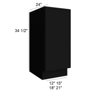 Slim Shaker Black - Base Full Height Door, 12"W x 34.5"H x 24"D