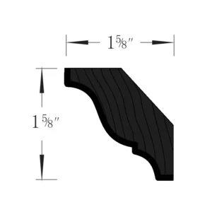 Slim Shaker Black - Crown Molding, 96"W x 1"H x 0.625"D