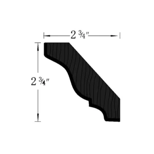 Slim Shaker Black - Crown Molding, 96"W x 2"H x 0.625"D