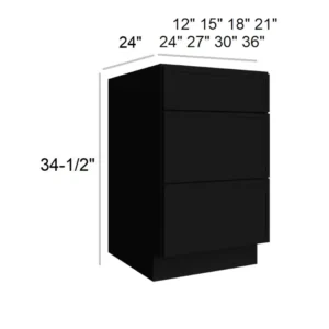 Slim Shaker Black - Drawer Base, 12"W x 34.5"H x 24"D