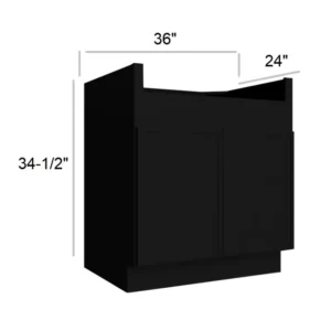 Slim Shaker Black - Farm Sink base, 36"W x 34.5"H x 24"D