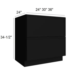 Slim Shaker Black - 2 Drawer Base, 30"W x 34.5"H x 24"D