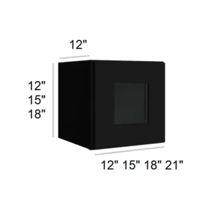 Slim Shaker Black - Bridge Wall Glass Door Cabinets, 12"W x 12"H x 12"D