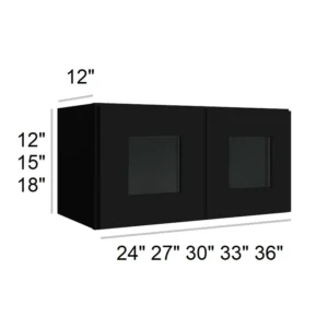 Slim Shaker Black - Bridge Wall Glass Door Cabinets, 23"W x 18"H x 12"D