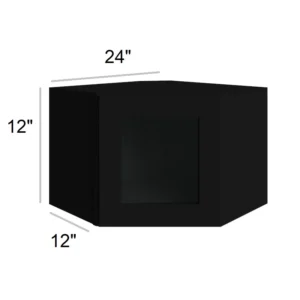 Slim Shaker Black - Wall Diagonal Glass Door, 24"W x 12"H x 12"D