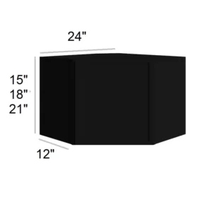 Slim Shaker Black - Diagonal Wall Cabinets, 24"W x 18"H x 12"D