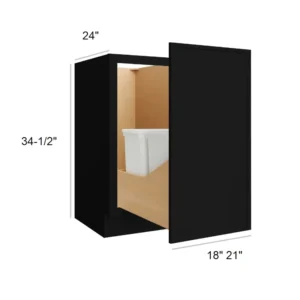 Slim Shaker Black - BASE CABINETS W/O Trash Can Full Height, 21"W x 34.5"H x 24"D
