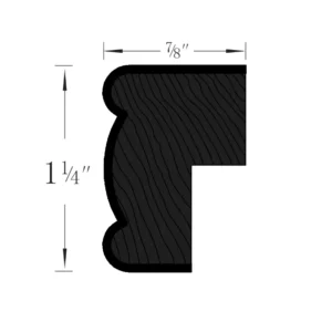 Slim Shaker Black - Large Return Molding, 96"W x 3"H x 2"D