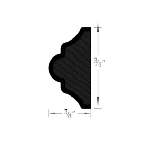 Slim Shaker Black - Mini Rail Molding, 96"W x 1"H x 1"D