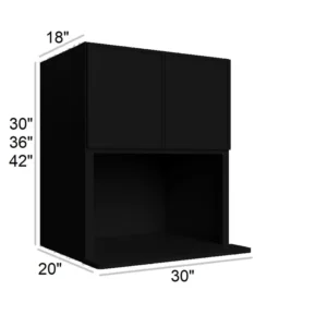 Slim Shaker Black - Microwave Wall Cabinet, 30"W x 30"H x 12"D