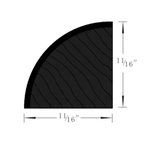 Slim Shaker Black - Quarter Round Molding, 96"W x 0.75"H x 0.75"D