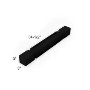 Slim Shaker Black - SQUARE CAVED DECOR LEG, 3"W x 34.5"H x 3"D