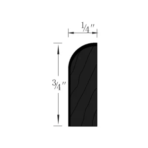Slim Shaker Black - Scribe Molding, 96"W x 0.25"H x 0.75"D