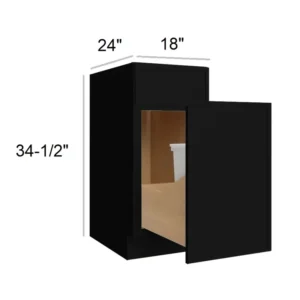 Slim Shaker Black - Trash Can 1D 1DR, 18"W x 34.5"H x 24"D