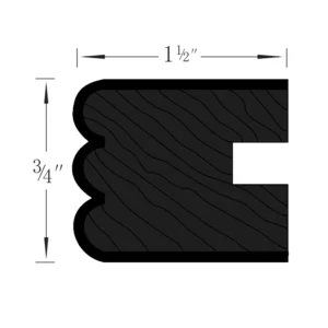 Slim Shaker Black - TRIPLE BEAD EDGING, 1"W x 1"H x 1"D