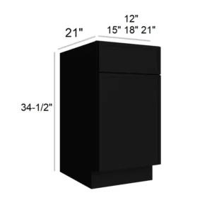 Slim Shaker Black - Vanity Base, 12"W x 34.5"H x 21"D