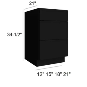 Slim Shaker Black - Vanity Drawer Base, 12"W x 34.5"H x 21"D
