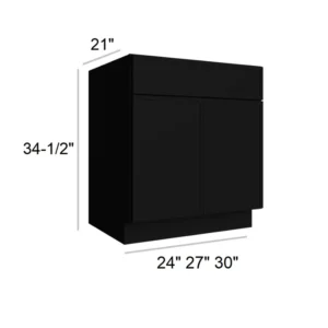 Slim Shaker Black - Vanity Sink Base, 21"W x 34.5"H x 21"D